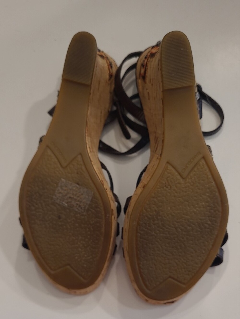 Bandolino Beaded Flower Accent Cork Wedge Sandals Bohemian Ankle Strap Heel Y2K - Picture 14 of 17